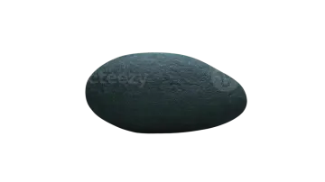 a black rock on a white background