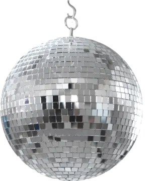 a silver disco ball hanging from the ceiling