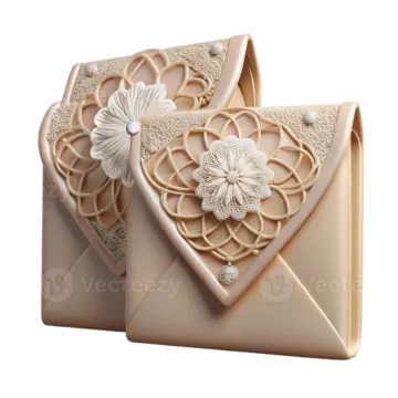 a pair of beige and white wedding clutches