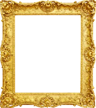 a gold frame on a white background