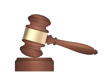 a wooden judge's gavette on a white background