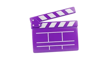 a purple clap with white stripes on it