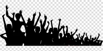 a crowd of people silhouetted on a transparent background