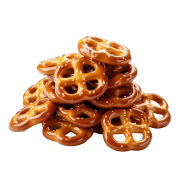 a pile of pretzes on a white background