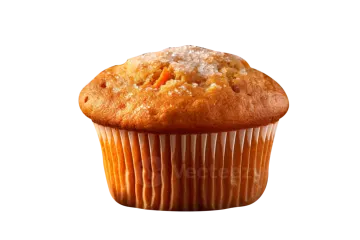 a close up of a muffin on a white background