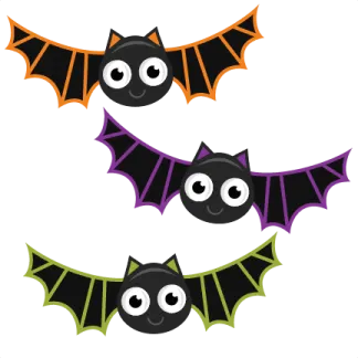 three bats with eyes on them