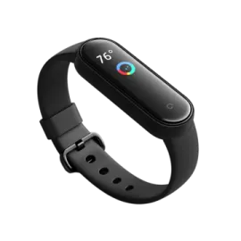 a black smart watch with an apple watch on it