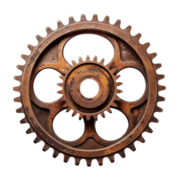 an old rusty gear on a white background