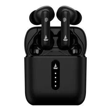 a pair of black airpodss on a white background