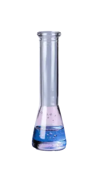 a blue and purple beakle with water in it