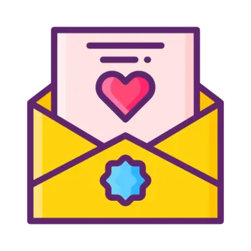 an open envelope with a heart in it
