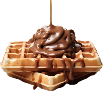 a wa with chocolate on top of it