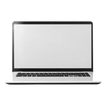 a laptop with a blank screen on a white background