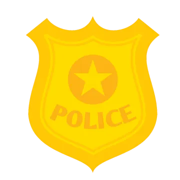 a yellow police badge