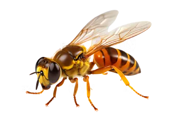 a bee on a white background