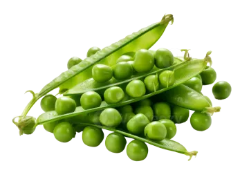 green peas on a white background