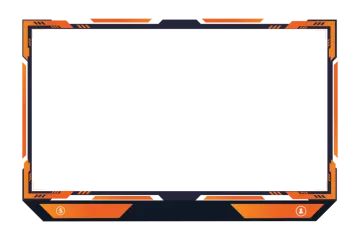 a frame with an orange and black border