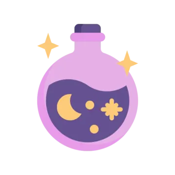 a bottle filled with purple liquid and stars