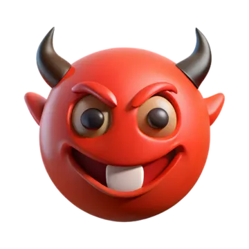 a red ball with horns and horns on it