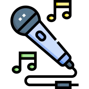 a microphone with music notes on it