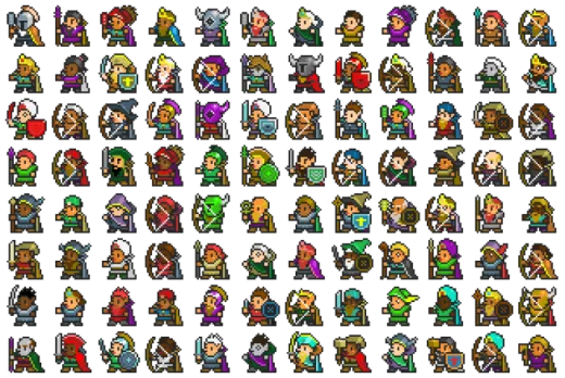 a large set of cartoon characters
