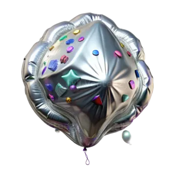 a silver foil balloon filled with colorful balloons