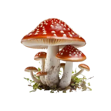 a group of mushrooms on a white background