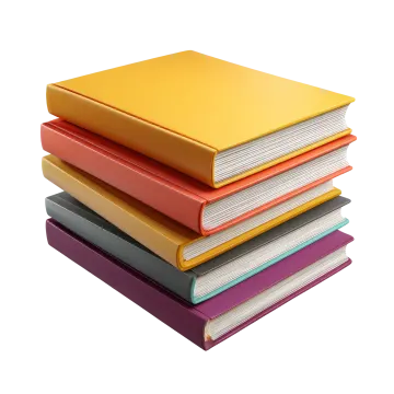 a stack of books on a white background