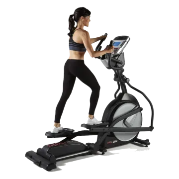a woman on an exercise bike