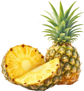 a pineapple cut in half on a white background