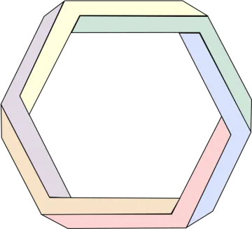 a hexagon with different colors and shapes