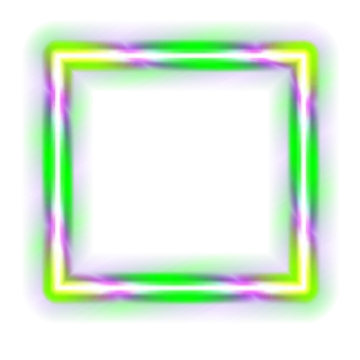 a square neon frame on a white background