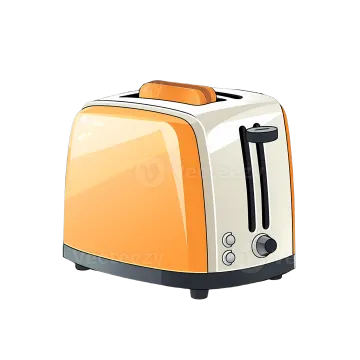 an orange toaster on a white background