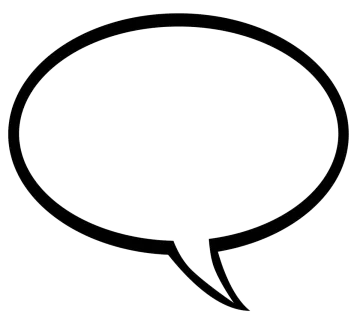 a black and white speech bubble