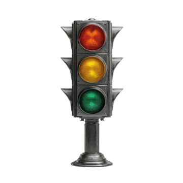 a traffic light with red, green and yellow lights