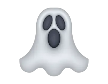 a white ghost with black eyes
