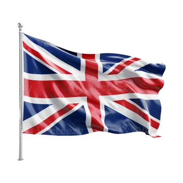 a british flag flying in the wind
