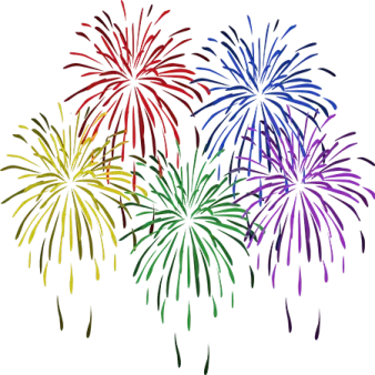 a group of colorful fireworkss