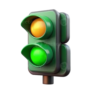 a green traffic light on a white background