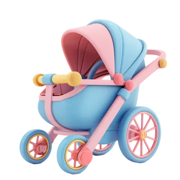 a blue and pink baby stroller