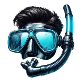 a man wearing a diving mask and goggles