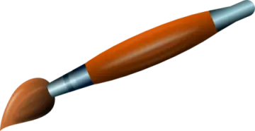 a paintbrush with an orange handle