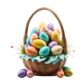 a basket filled with colorful easter eggs