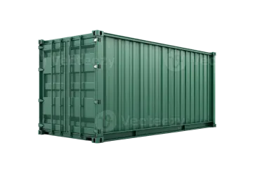 a green shipping container on a white background