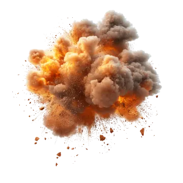 a large explosion of orange and brown smoke
