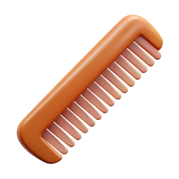 an orange plastic comb on a white background