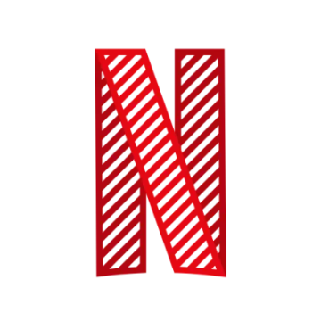 the letter n in red and white stripes