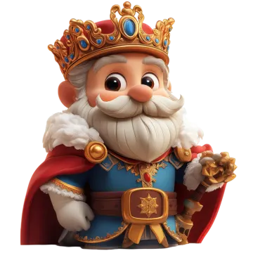 a cartoon character wearing a crown and holding a star