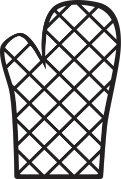 a black and white image of an oven mit