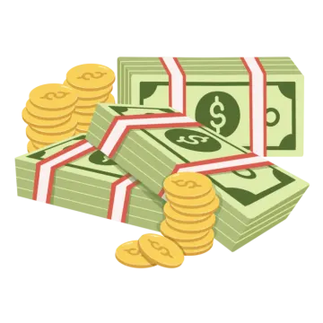 a pile of money with a dollar sign on top